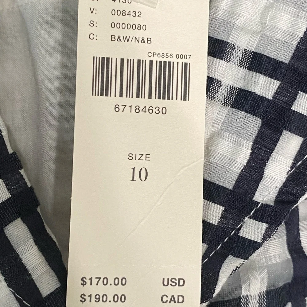 NWT  Anthropologie‎  Maeve Plaid Mini Retro Sundress Blk/White Size 10. Rt $170